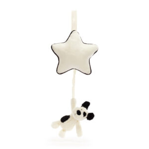 Jellycat Bashful Black & Cream Puppy Musical Pull Jellycat Bashful Black & Cream Puppy Musical Pull