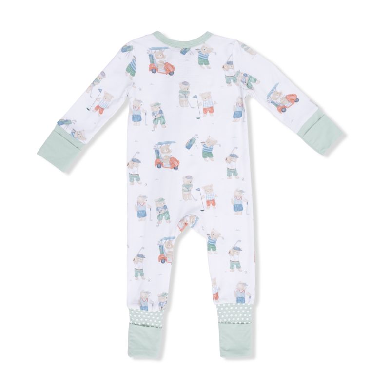 Golfing Teddy Bears Bamboo Viscose Convertible Romper available at Blossom