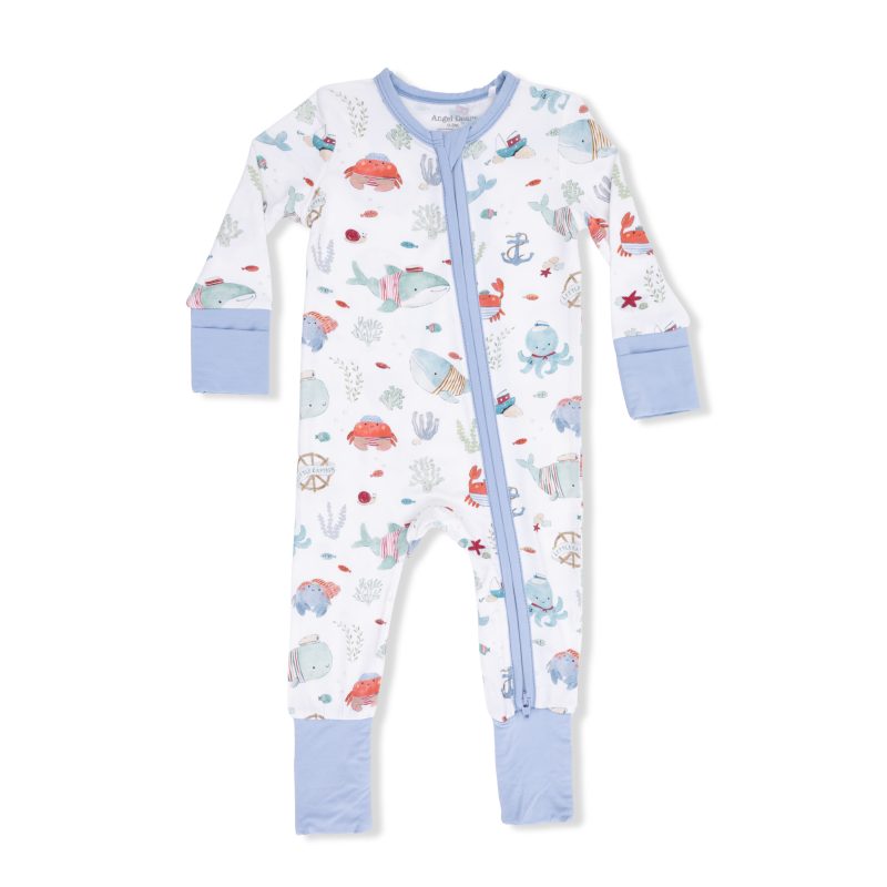 Sailor Sea Creatures Bamboo Viscose Convertible Romper from Angel Dear