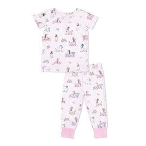 Angel Dear Fancy Hounds with Bows Bamboo Viscose Short Sleeve Loungewear Set Angel Dear Fancy Hounds with Bows Bamboo Viscose Short Sleeve Loungewear Set