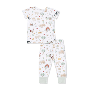 Angel Dear Cute Farm Animals Bamboo Viscose Short Sleeve Loungewear Set
