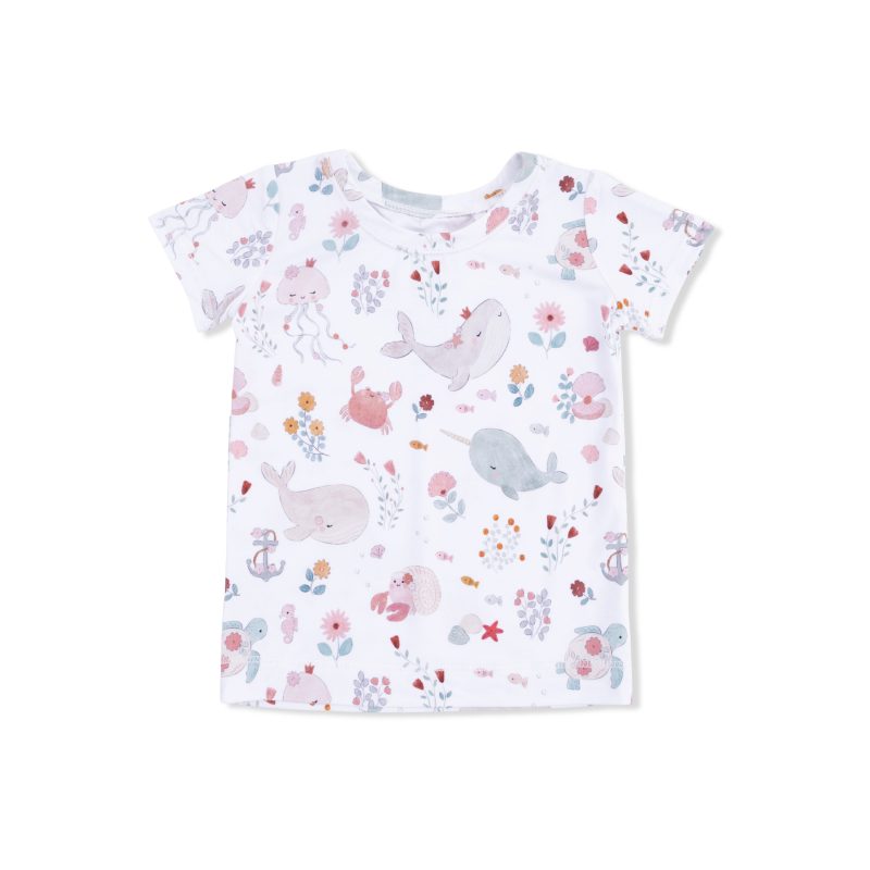 Garden Sea Creatures Bamboo Viscose Short Sleeve Loungewear Set from Angel Dear