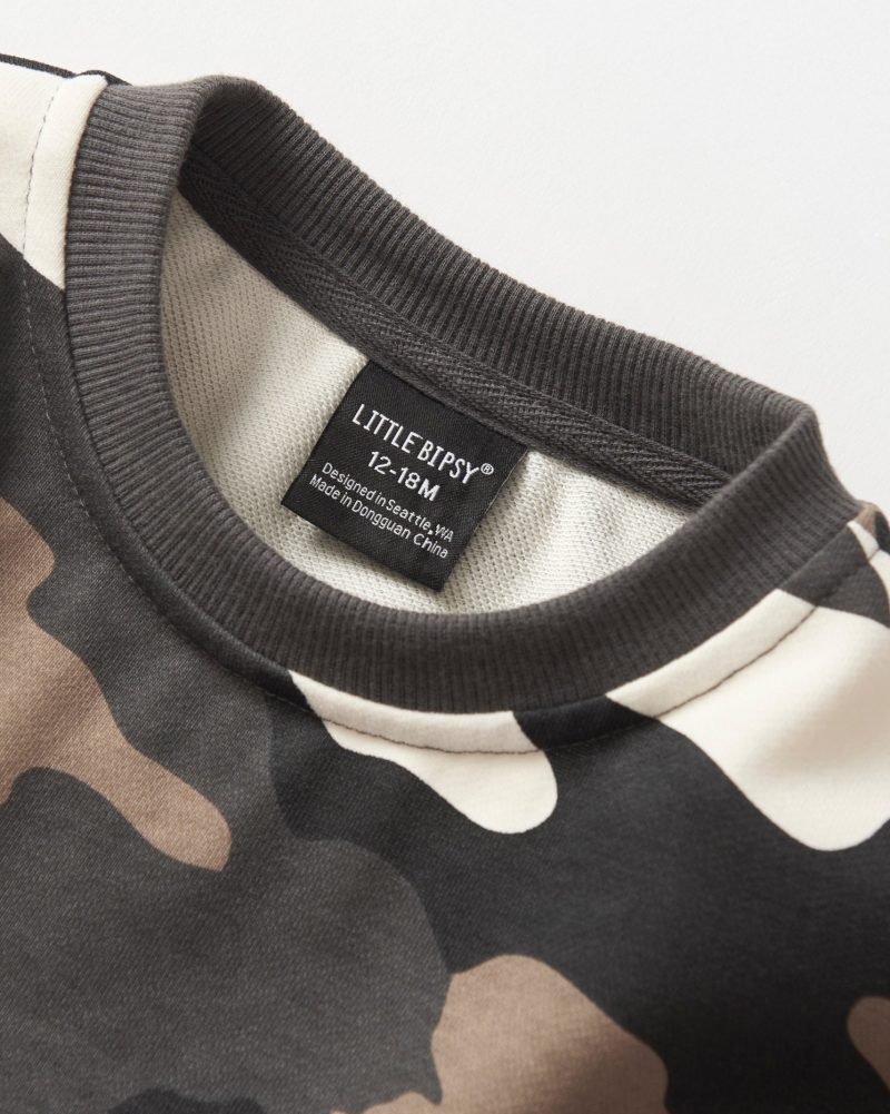 Elevated Crewneck Sweatshirt In Camo made by Little Bipsy