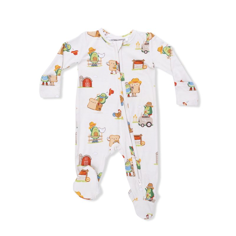 Avocado Toast American Gothic Bamboo Viscose 2 Way Zipper Footie