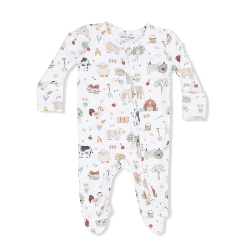 Cute Farm Animals Bamboo Viscose 2 Way Zipper Footie available at Blossom