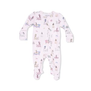 Angel Dear Fancy Hounds with Bows Bamboo Viscose 2 Way Ruffle Back Zipper Footie Angel Dear Fancy Hounds with Bows Bamboo Viscose 2 Way Ruffle Back Zipper Footie
