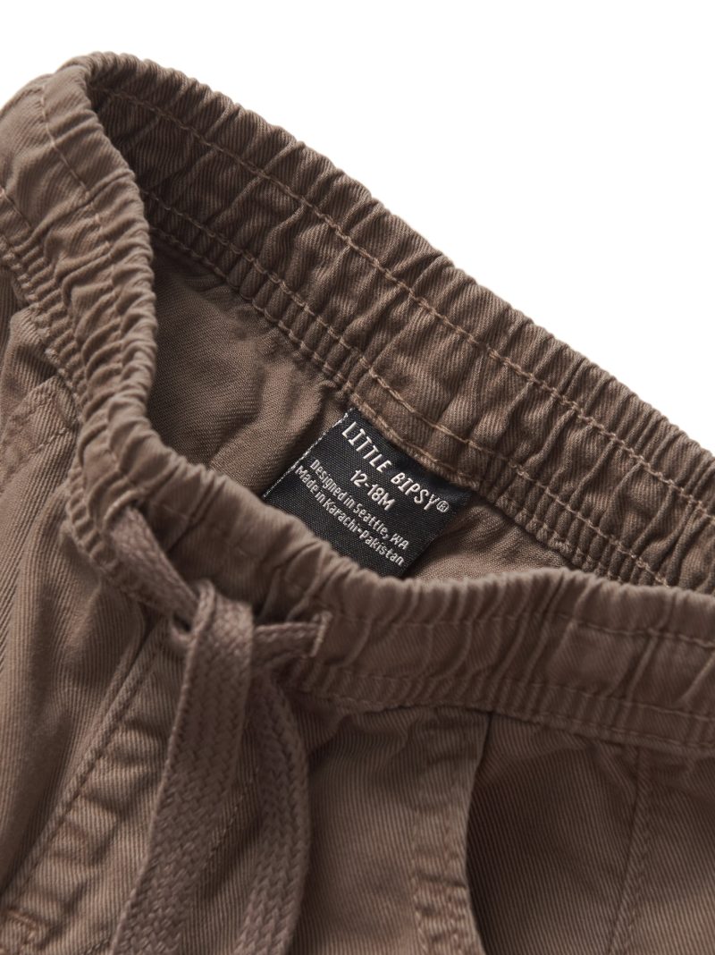 Cotton Twill Cargo Jogger In Mushroom made by Little Bipsy Cotton Twill Cargo Jogger In Mushroom made by Little Bipsy