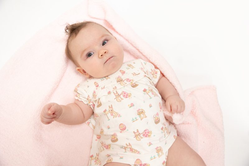 Angel Dear Easter Egg Hunt In Pink Bamboo Viscose Smocked Ruffle Skirted Bubble