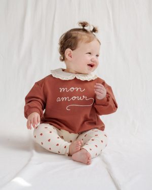 Quincy Mae Collared Sweatshirt In Mon Amour