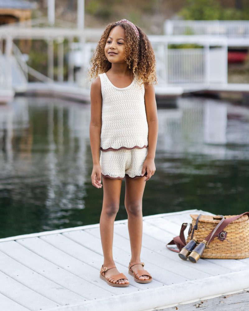 Rylee + Cru Crochet Tank Set In Natural