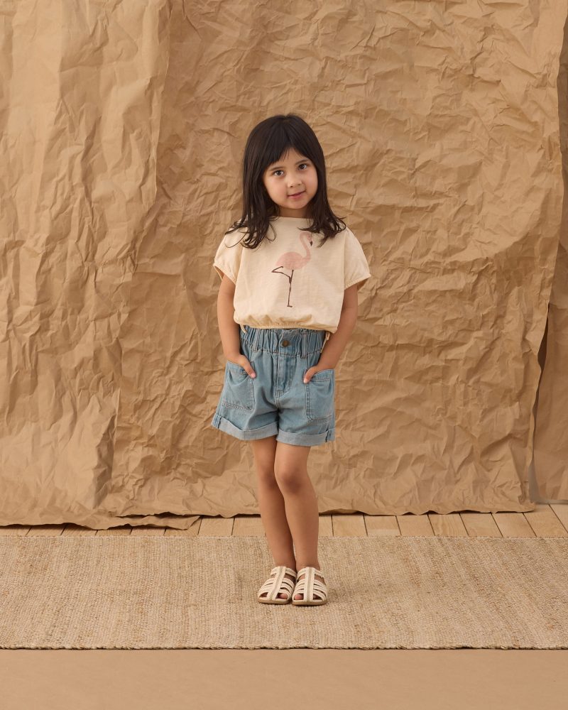 Alba Denim Short In Washed Blue from Rylee + Cru