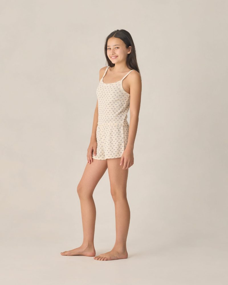 Rylee + Cru Teen Pointelle Lounge Set In Blue Ditsy Rylee + Cru Teen Pointelle Lounge Set In Blue Ditsy