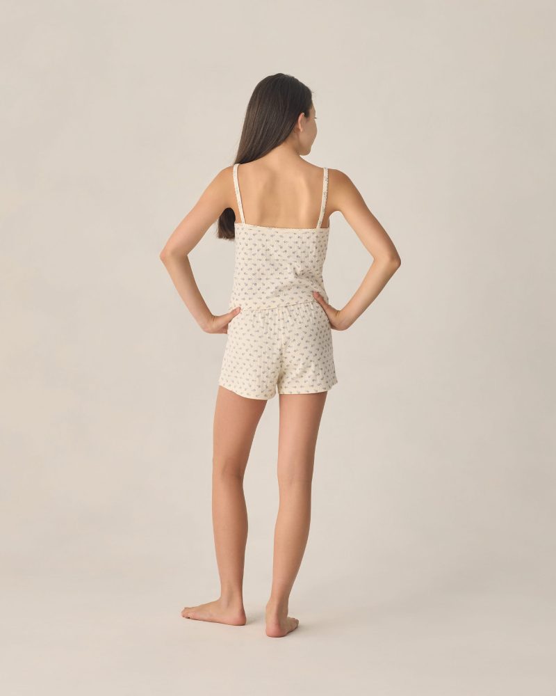 Teen Pointelle Lounge Set In Blue Ditsy from Rylee + Cru Teen Pointelle Lounge Set In Blue Ditsy from Rylee + Cru