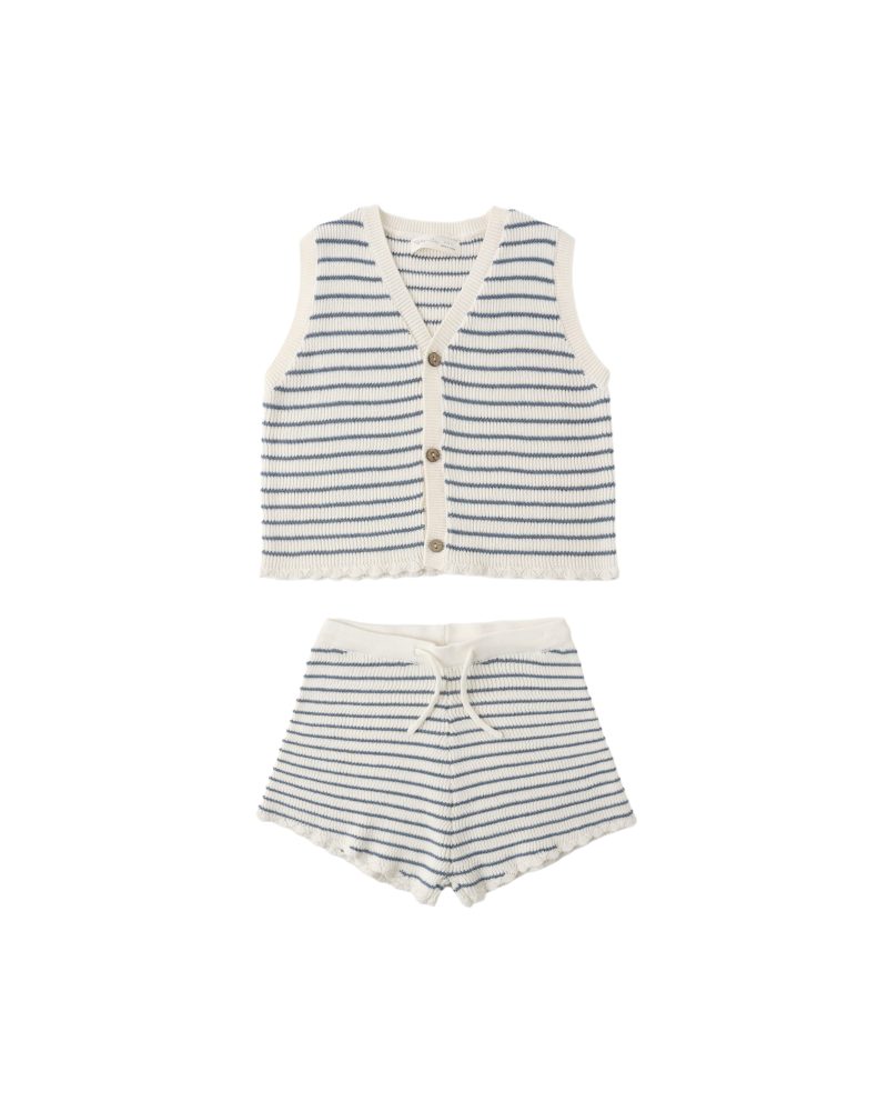 Knit Vest Set In Marine Stripe from Rylee + Cru Knit Vest Set In Marine Stripe from Rylee + Cru