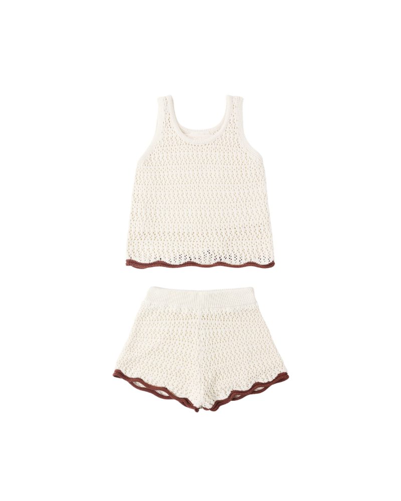 Crochet Tank Set In Natural from Rylee + Cru