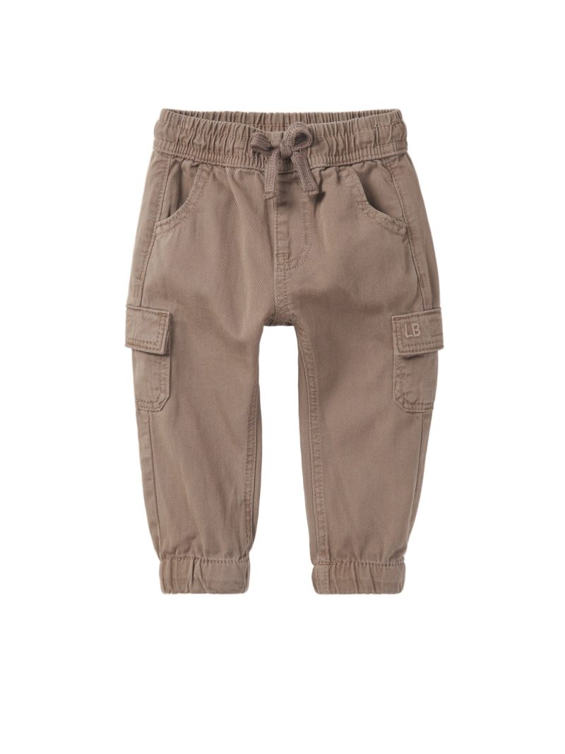 Cotton Twill Cargo Jogger In Mushroom from Little Bipsy Cotton Twill Cargo Jogger In Mushroom from Little Bipsy
