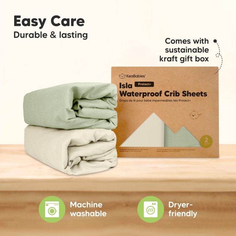 KeaBabies Avocado Bamboo Viscose Waterproof Crib Sheets 2 Pack available at Blossom