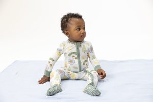 Angel Dear Camping In Blue Bamboo Viscose Convertible Romper