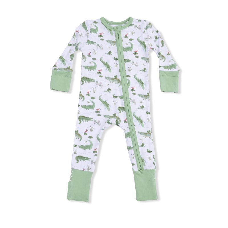 Crayon Alligators Bamboo Viscose Convertible Romper available at Blossom Crayon Alligators Bamboo Viscose Convertible Romper available at Blossom
