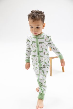 Angel Dear Crayon Alligators Bamboo Viscose Convertible Romper Angel Dear Crayon Alligators Bamboo Viscose Convertible Romper