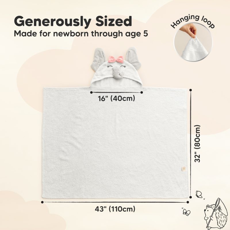 Ella Playpals Bamboo Viscose Hooded Baby Towel made by KeaBabies