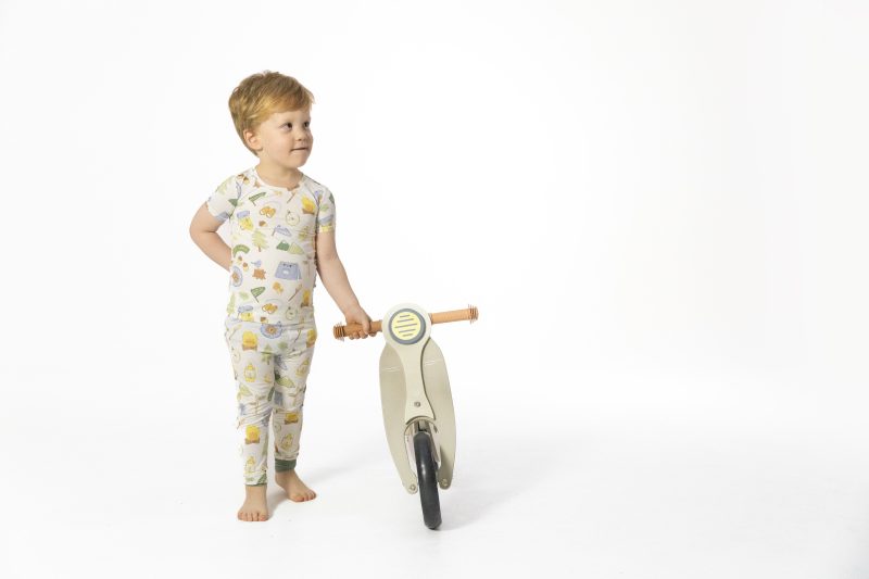 Angel Dear Camping In Blue Bamboo Viscose Short Sleeve Loungewear Set