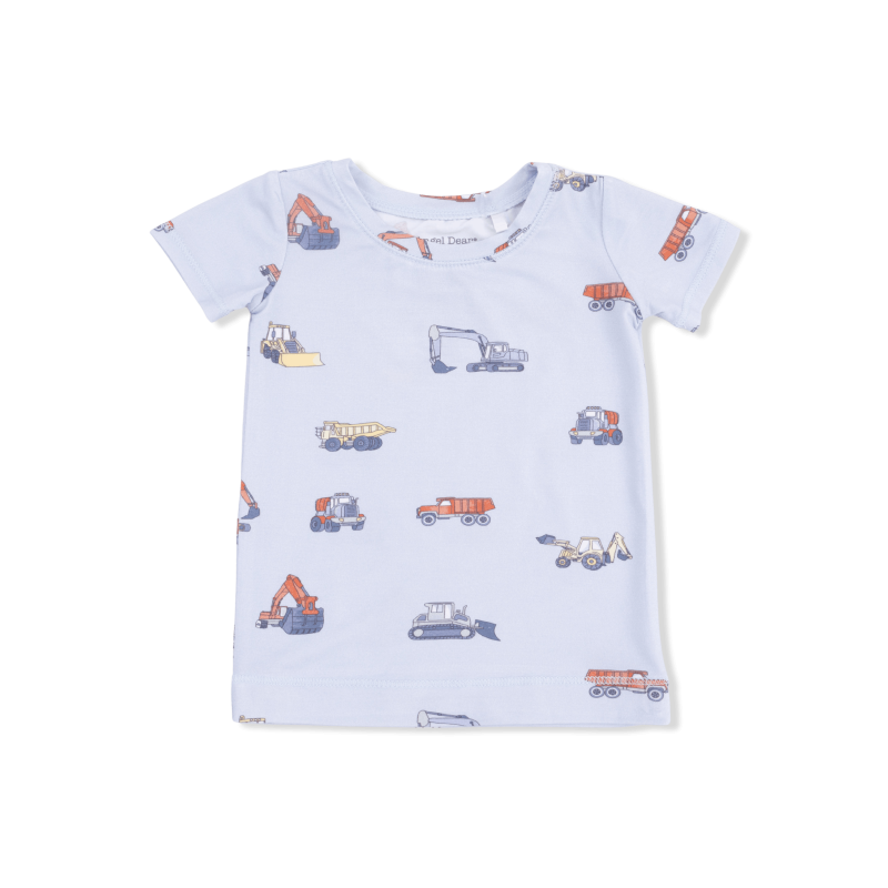 Construction Vehicles Bamboo Viscose Short Sleeve Loungewear Set from Angel Dear Construction Vehicles Bamboo Viscose Short Sleeve Loungewear Set from Angel Dear