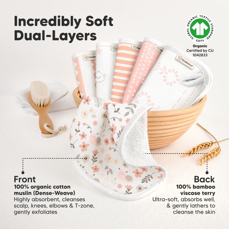 Sweet Charm Organic Cami Baby Washcloths 6-Pack from KeaBabies Sweet Charm Organic Cami Baby Washcloths 6-Pack from KeaBabies