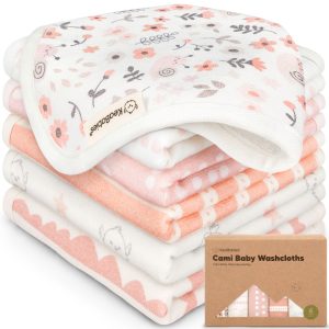 KeaBabies Sweet Charm Organic Cami Baby Washcloths 6-Pack