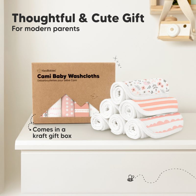 KeaBabies Sweet Charm Organic Cami Baby Washcloths 6-Pack KeaBabies KB-CBWC-SWC