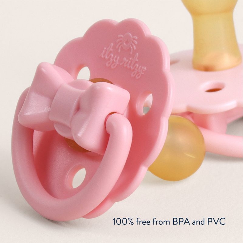 Itzy Soother Pink Bow Natural Rubber Pacifier Set Itzy Soother Pink Bow Natural Rubber Pacifier Set