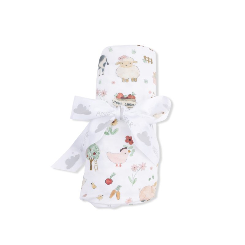 Angel Dear Cute Farm Animals in Pink Swaddle Blanket
