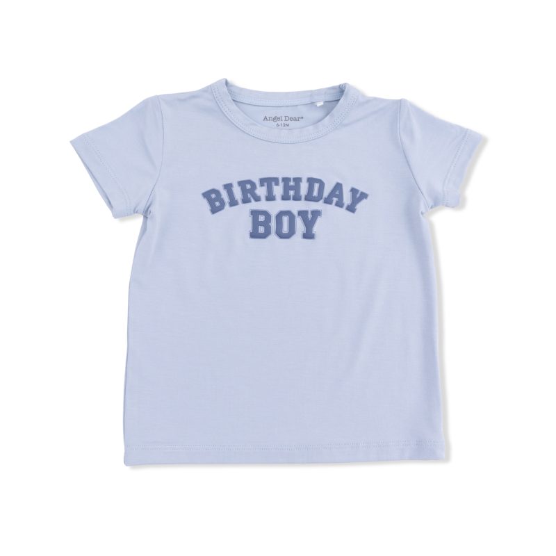 Birthday Boy Bamboo Viscose Short Sleeve Crew Neck Tee from Angel Dear