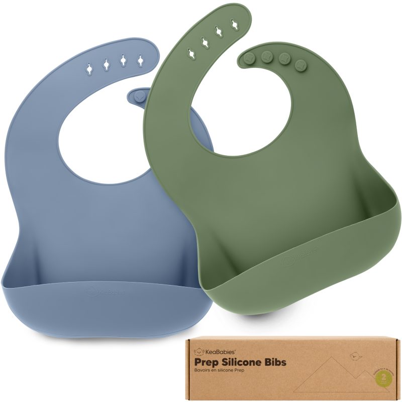 KeaBabies Slate Silicone Bibs 2-Pack