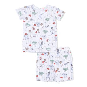 Angel Dear Home Run Baseball Bamboo Viscose Loungewear Short Set