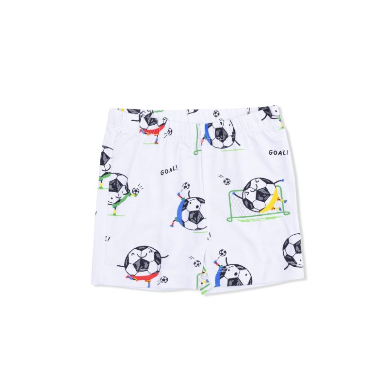 Soccer Balls Playing Soccer In Blue Bamboo Viscose Loungewear Short Set Soccer Balls Playing Soccer In Blue Bamboo Viscose Loungewear Short Set
