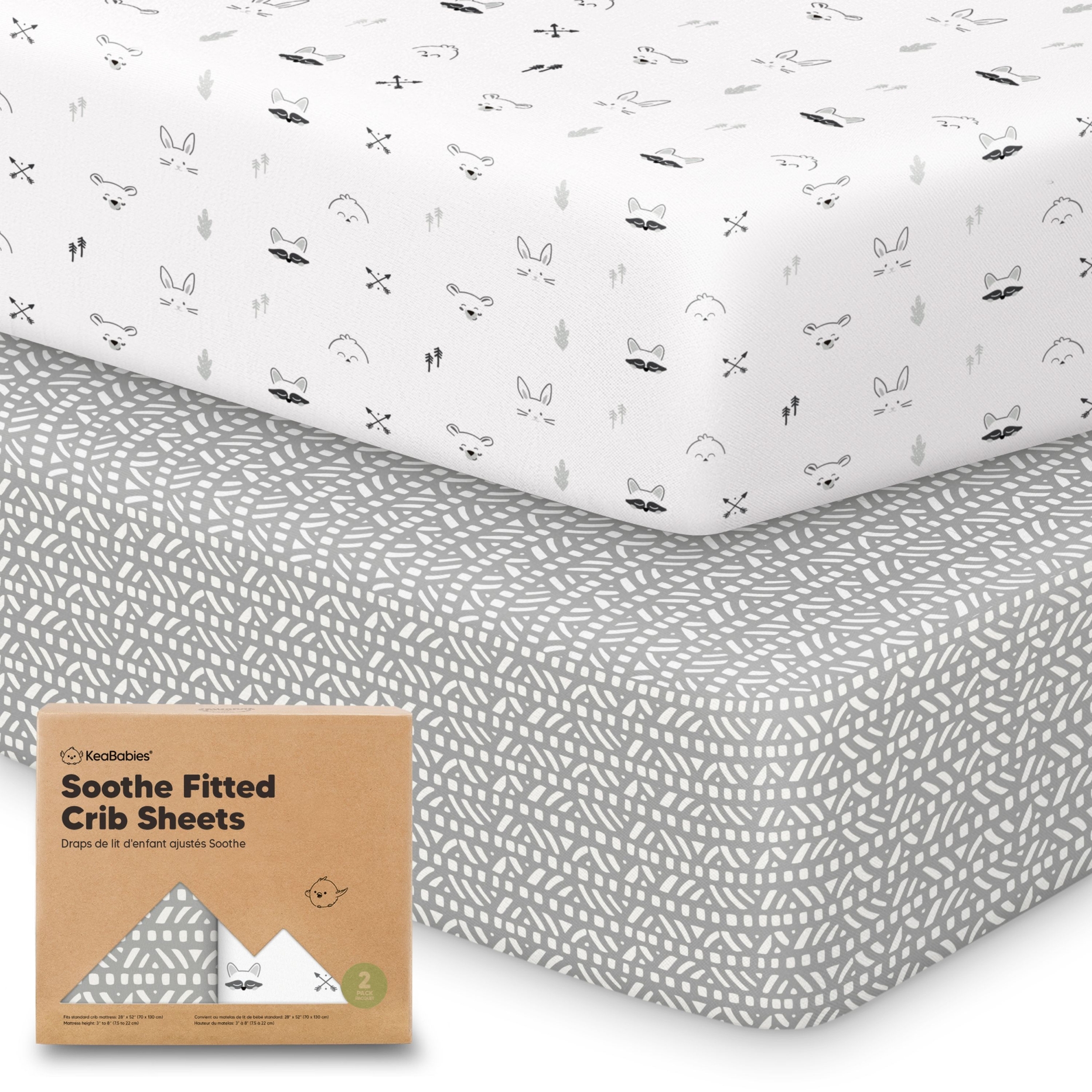 KeaBabies Nordic Organic Cotton Fitted Crib Sheets 2 Pack