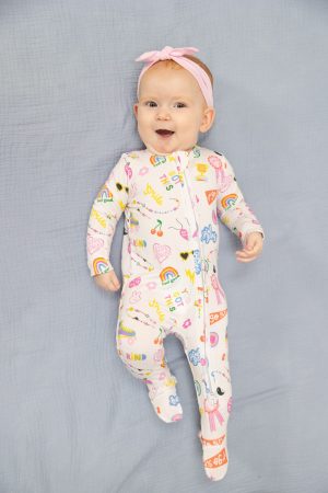 Angel Dear Girl Power Bamboo Viscose 2 Way Zipper Footie