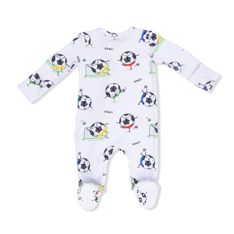 Soccer Balls Playing Soccer Blue Bamboo Viscose 2 Way Zipper Footie from Angel Dear