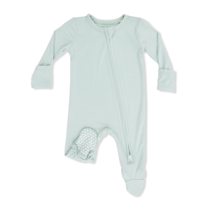 Angel Dear Solid Cameo Green Bamboo Viscose 2 Way Zipper Footie