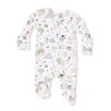 Angel Dear Cute Farm Animals In Pink Bamboo Viscose 2 Way Ruffle Back Zipper Footie