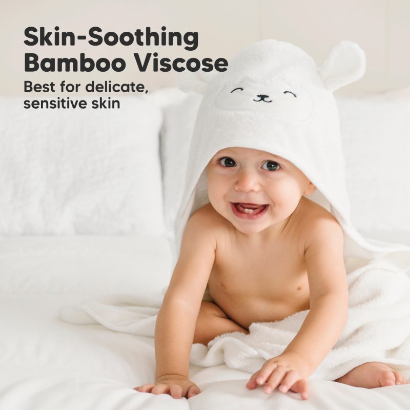 Lamb Cuddle Bamboo Viscose Hooded Baby Towel made by KeaBabies