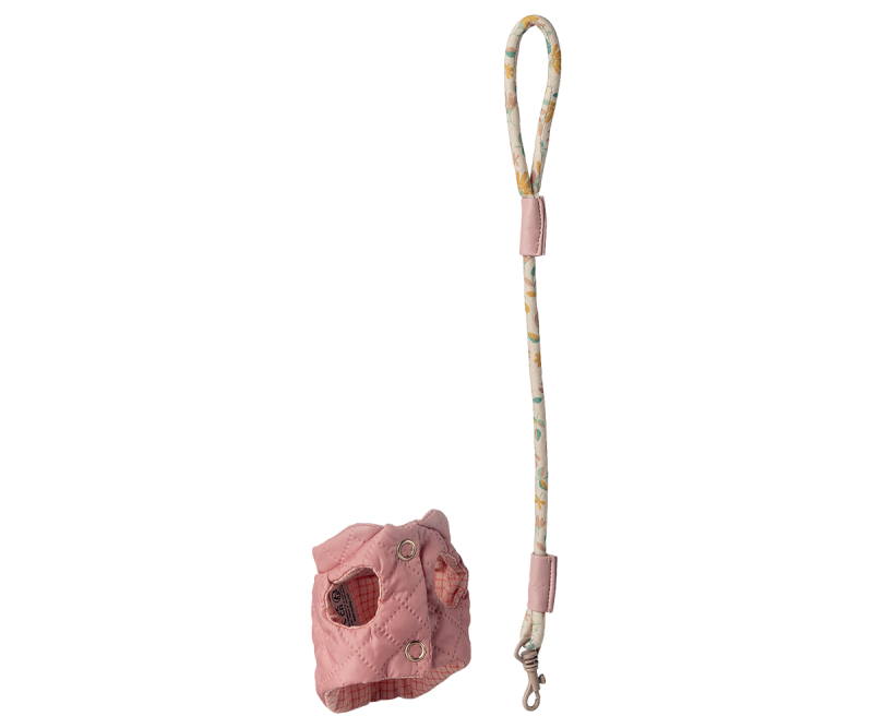 Maileg Pet Supply Harness and leash In Rose