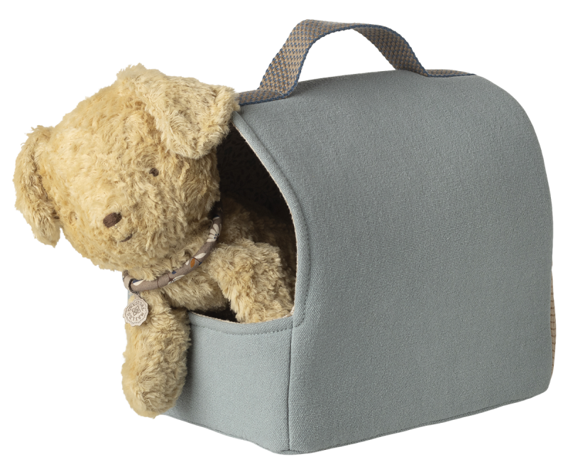 Pet Carrier In Dusty Blue made by Maileg