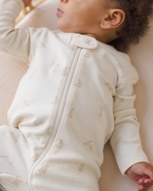Quincy Mae Zip Long Sleeve Sleeper Footie In Bunnies Quincy Mae Zip Long Sleeve Sleeper Footie In Bunnies