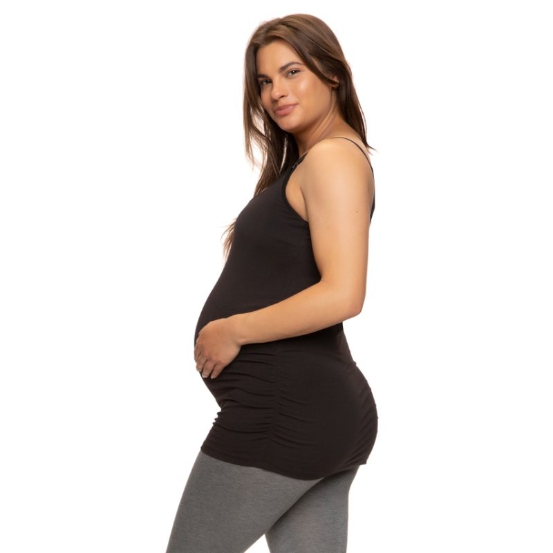 Cotton Modal Maternity Cami with Nursing Clips in Black from Felina