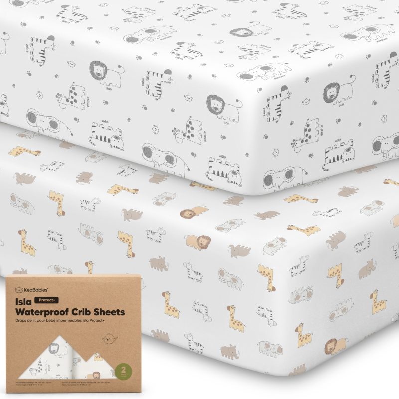 KeaBabies Kia Safari Bamboo Viscose Waterproof Crib Sheets 2 Pack KeaBabies Kia Safari Bamboo Viscose Waterproof Crib Sheets 2 Pack