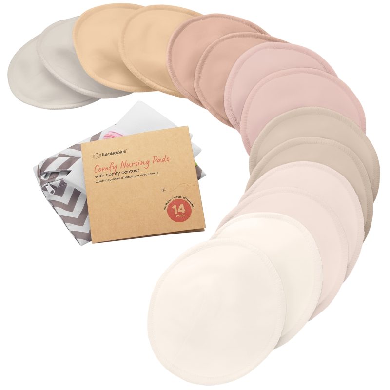 KeaBabies Neutrals Comfy Bamboo Viscose Nursing Pads 14-Pack