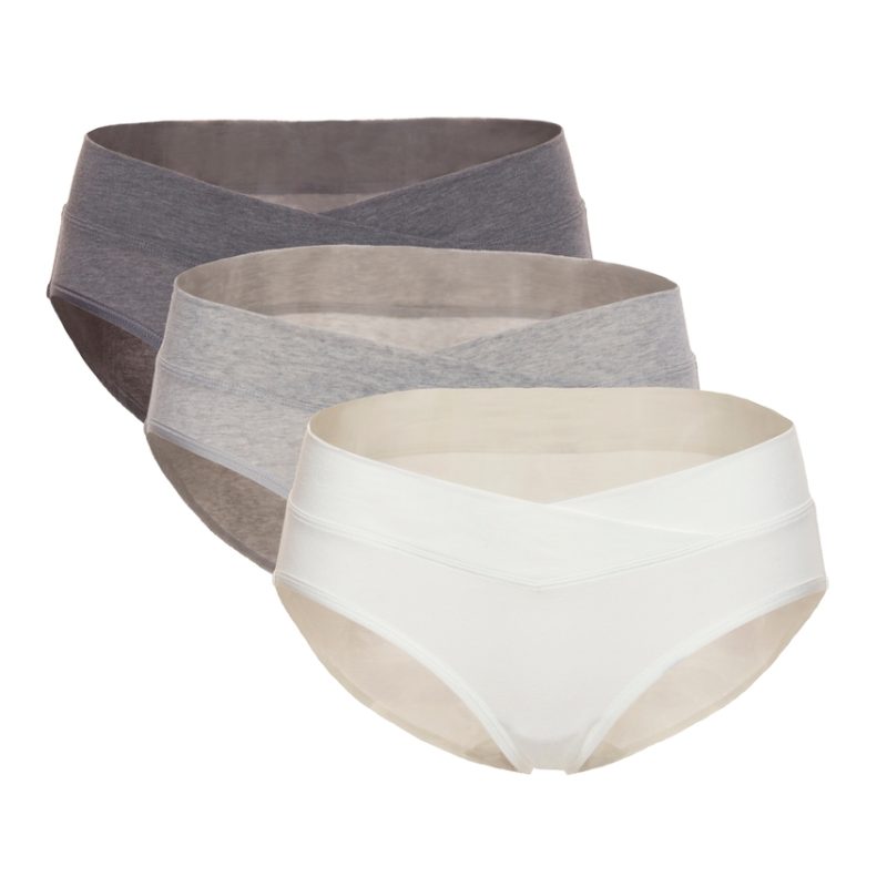 Felina Organic Cotton Maternity Hipster Panty 3-Pack Slate/Pebble/Cloud