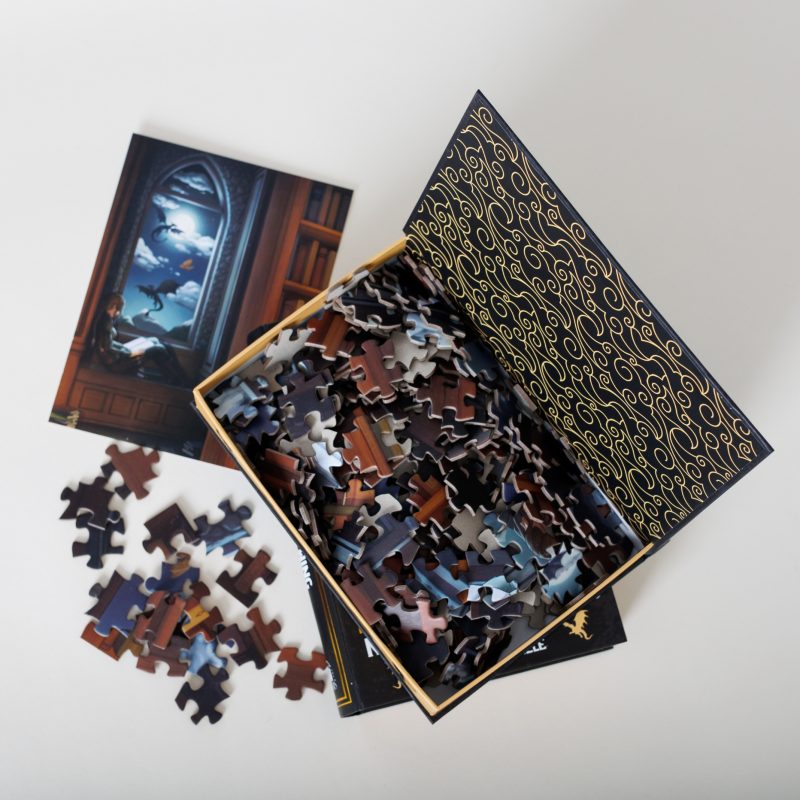 Kingdom of Threads Night in the Archives Keepsake Puzzle Fourth Wing available at Blossom